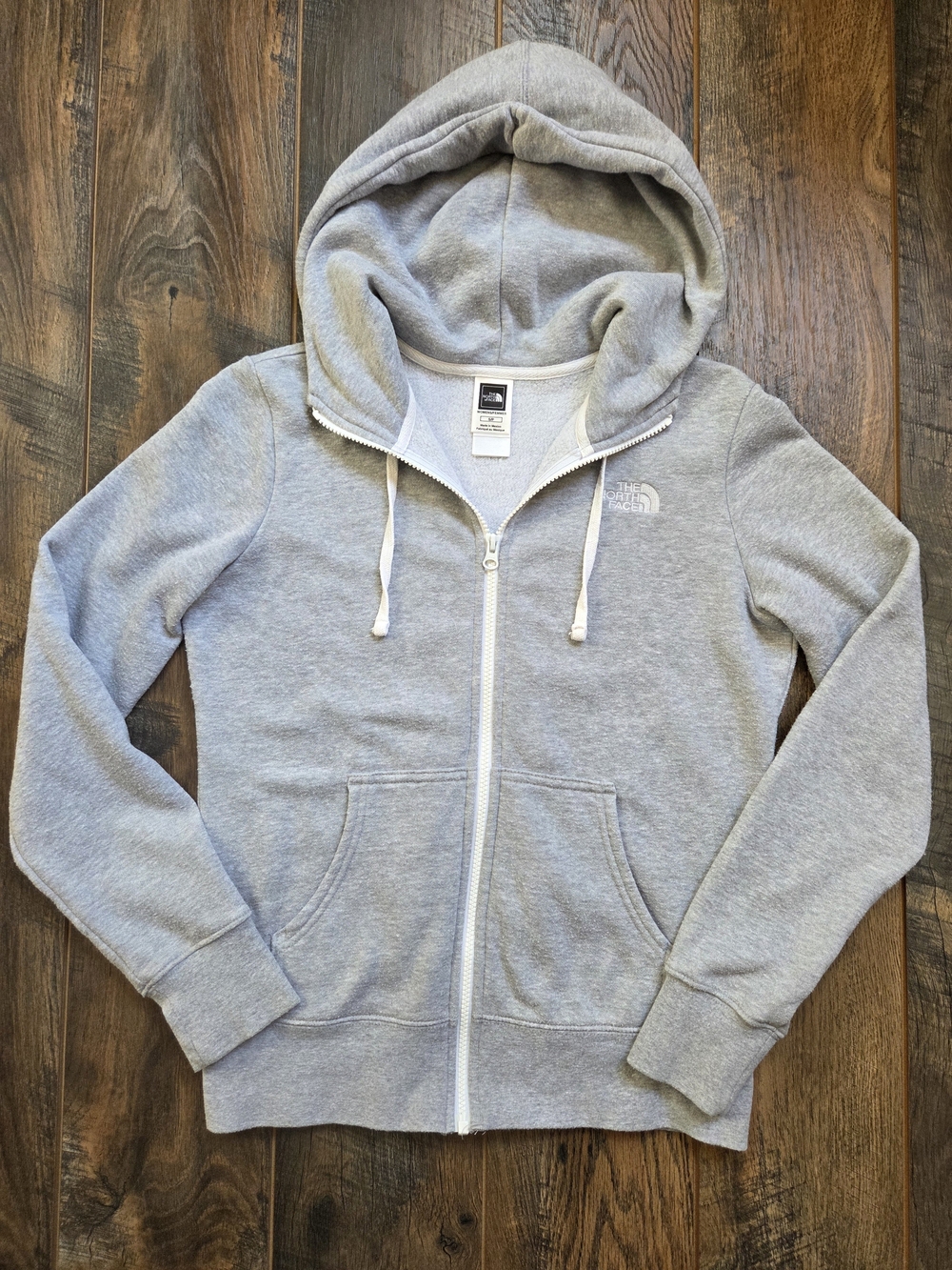 The North Face Gray Full Zip Hoodie Sweatshirt Small Cotton Fleece RN 61661